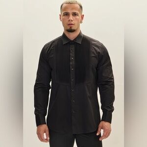 Diesel Black Button-Up Tuxedo Shirt